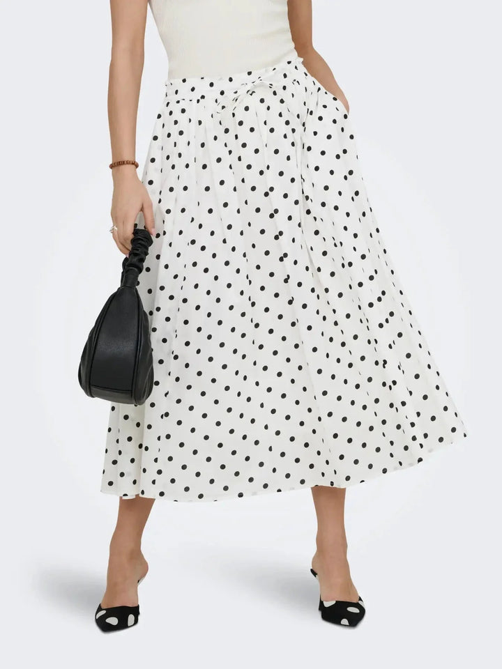 JDY - Jdydiego Maxi Skirt - 5040496 Cloud Dancer Black Dot Nederdele 