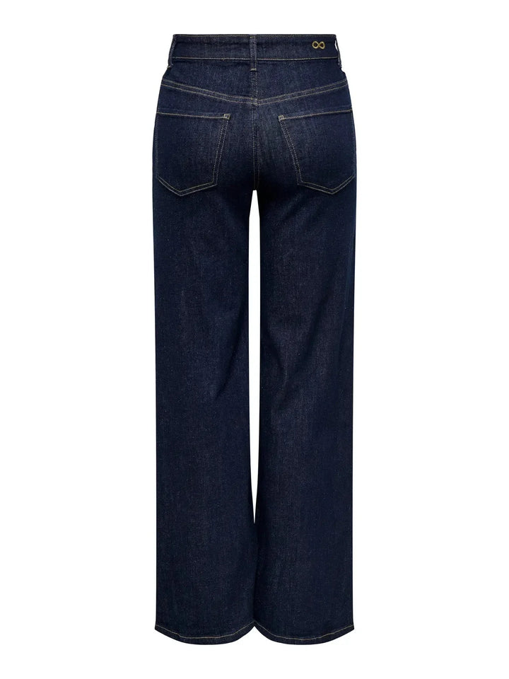 JDY - Jdyfelina-Fina Wide Rinse Jnsdnm - 4840357 Dark Blue Denim Rinse Blue Denim Jeans 