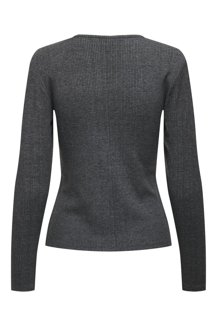 JDY - Jdyfreya L/S Button Top - 4611739 Dark Grey Melange Melange