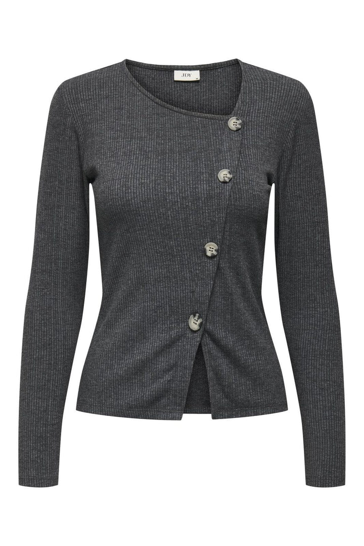 JDY - Jdyfreya L/S Button Top - 4611739 Dark Grey Melange Melange