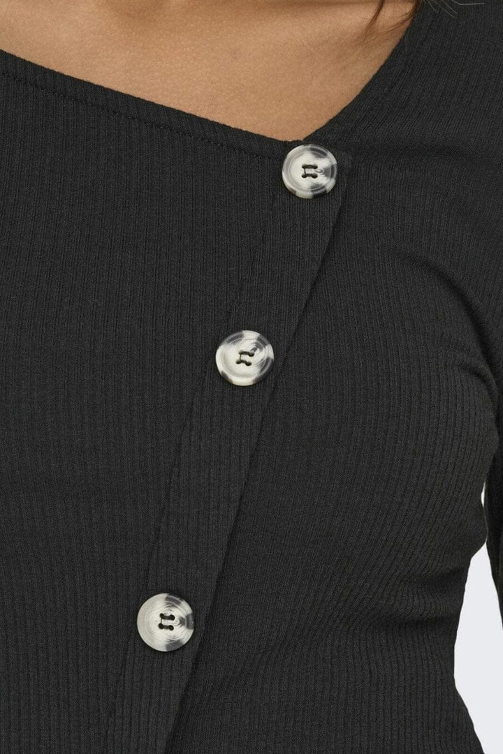 JDY - Jdyfreya L/S Button Top - 4832916 Black Melange