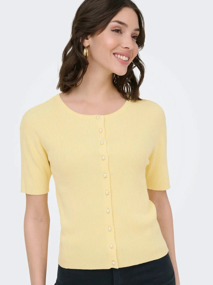 JDY - Jdygaby 2/4 O-Neck Pearl Cardigan Knt - 4968489 Double Cream Cardigans 