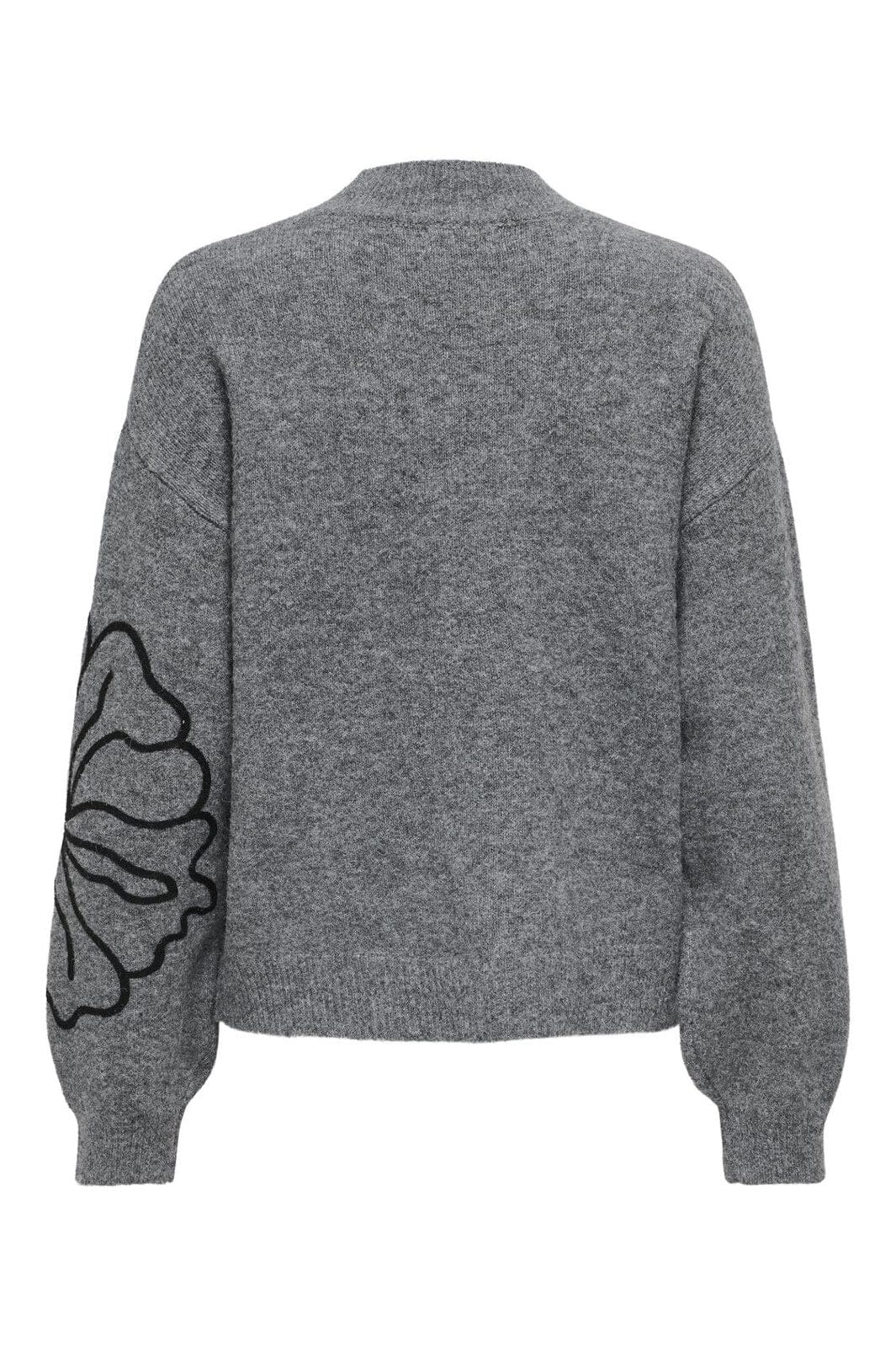 JDY - Jdyjella L/S Flower Pullover Knt - 4769595 Dark Grey Melange