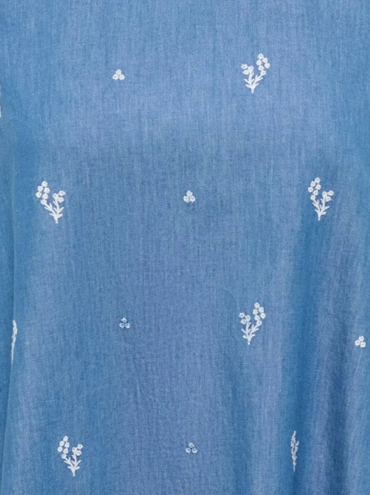 JDY - Jdykai S/L Dress Dia - 5049517 Light Blue Denim Cloud Dancer Emb Kjoler 