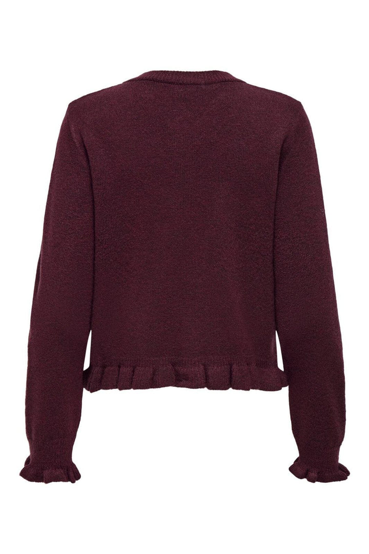 JDY - Jdyletty L/S On Frill Cardigan Knt - 4919270 Maroon Banner Melange