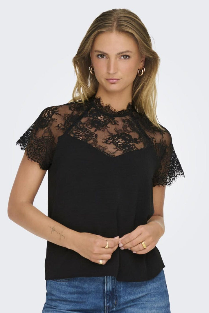 JDY - Jdylion S/S Lace Top Dia - 4621229 Black