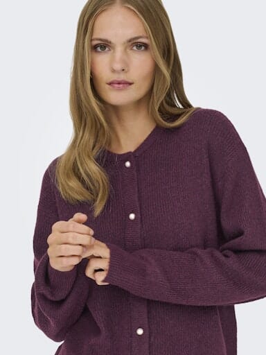 JDY - Jdylumi Life L/S Button Cardiga Knt - 4894733 Fig Melange Cardigans 