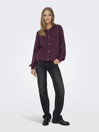 JDY - Jdylumi Life L/S Button Cardiga Knt - 4894733 Fig Melange Cardigans 