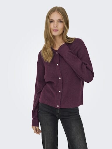 JDY - Jdylumi Life L/S Button Cardiga Knt - 4894733 Fig Melange Cardigans 