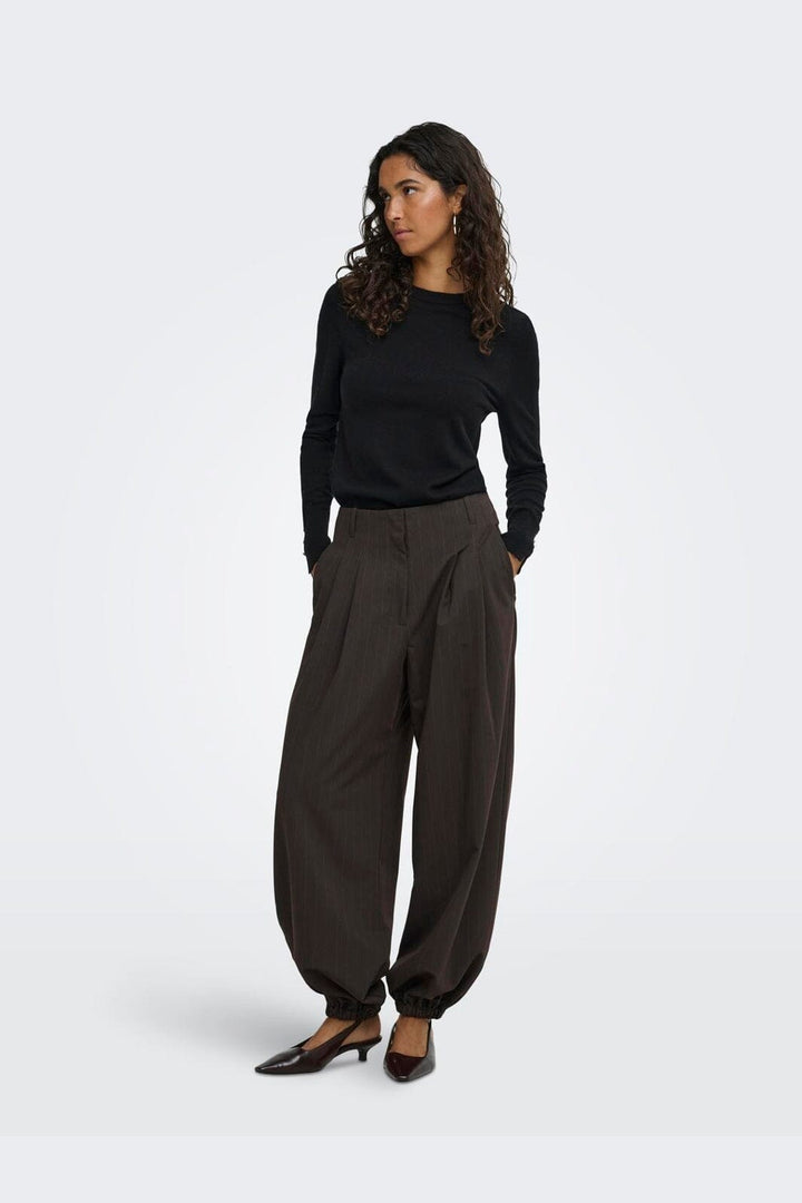 JDY - Jdymadeline Balloon Pant - 5151605 Chocolate Torte Tobacco Pin Stripe