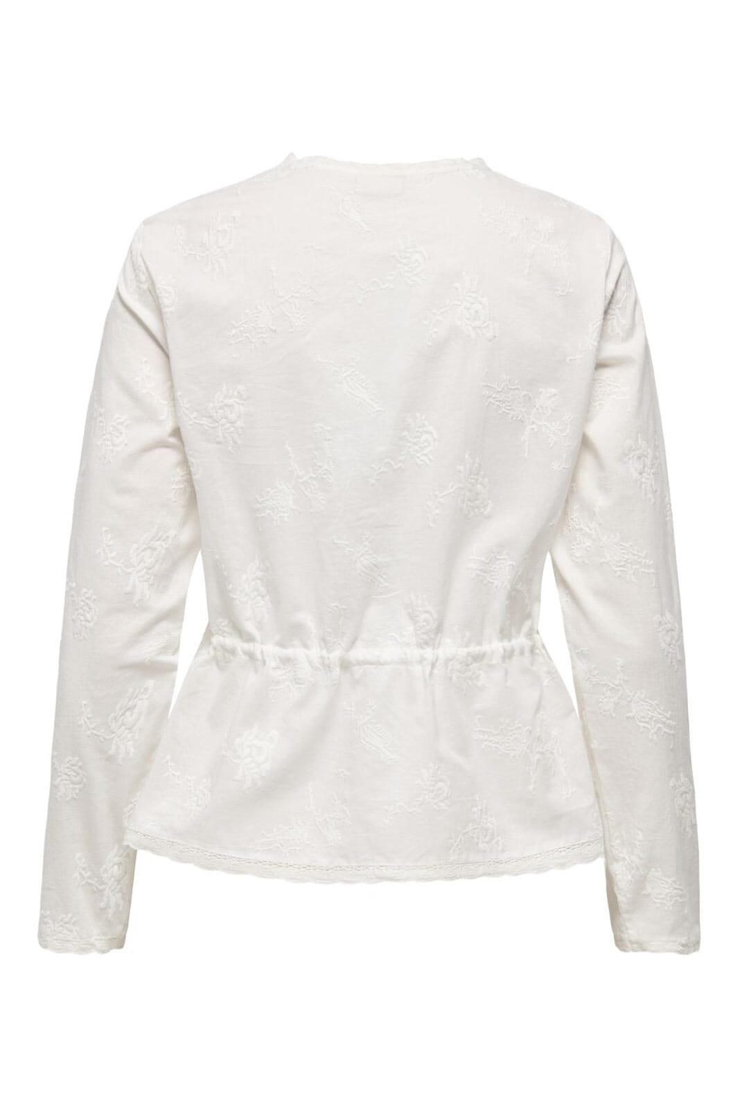 JDY - Jdymellie L/S Emb. String Shirt - 4974556 Cloud Dancer Embroidery