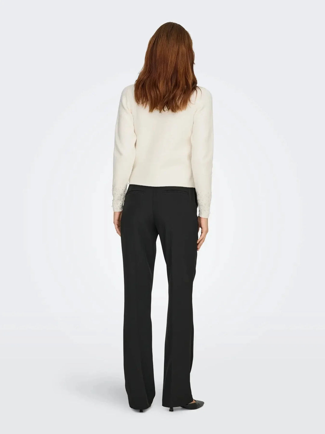 JDY - Jdypearl L/S O-Neck Pearl Pullover Knt - 4867973 White Melange W. White Pearls Strikbluser 