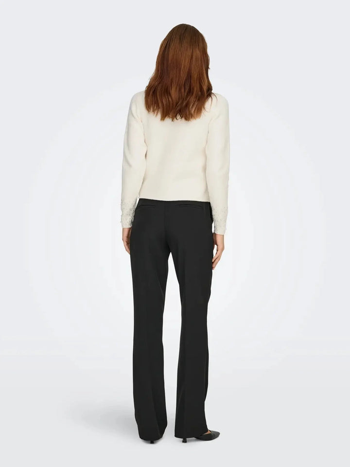 JDY - Jdypearl L/S O-Neck Pearl Pullover Knt - 4867973 White Melange W. White Pearls Strikbluser 