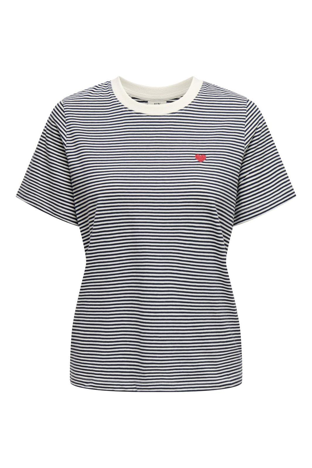 JDY - Jdypisa S/S Print Top - 4598826 Cloud Dancer Sky Captain Y/D Stripes & Bs Heart