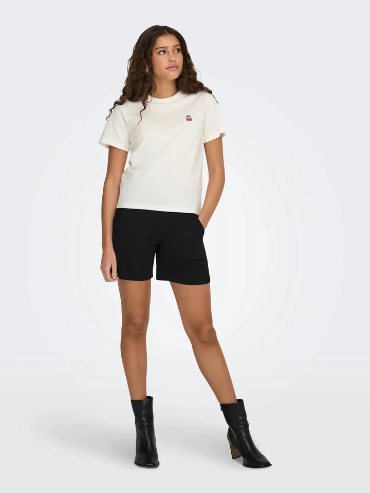 JDY - Jdypisa S/S Print Top - 4998331 Cloud Dancer Cherry T-shirts 