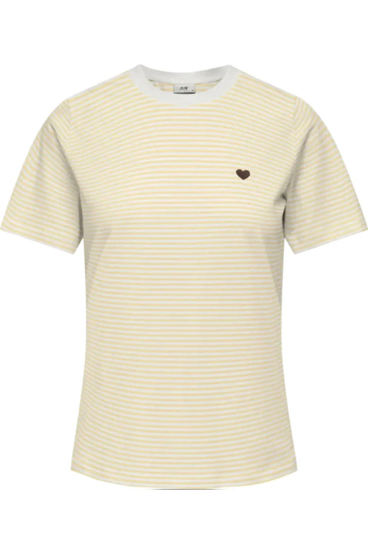 JDY - Jdypisa S/S Print Top - 5048773 Cloud Dancer Double Cream Stripes + Chicory Coffee Heart T-shirts 