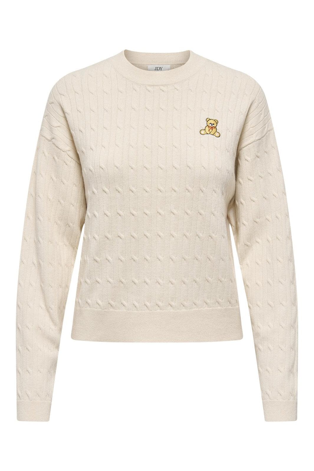 JDY - Jdyprime Life L/S On Cable Emb Pull Knt - 4942394 Whitecap Gray W. Teddy Embroidery