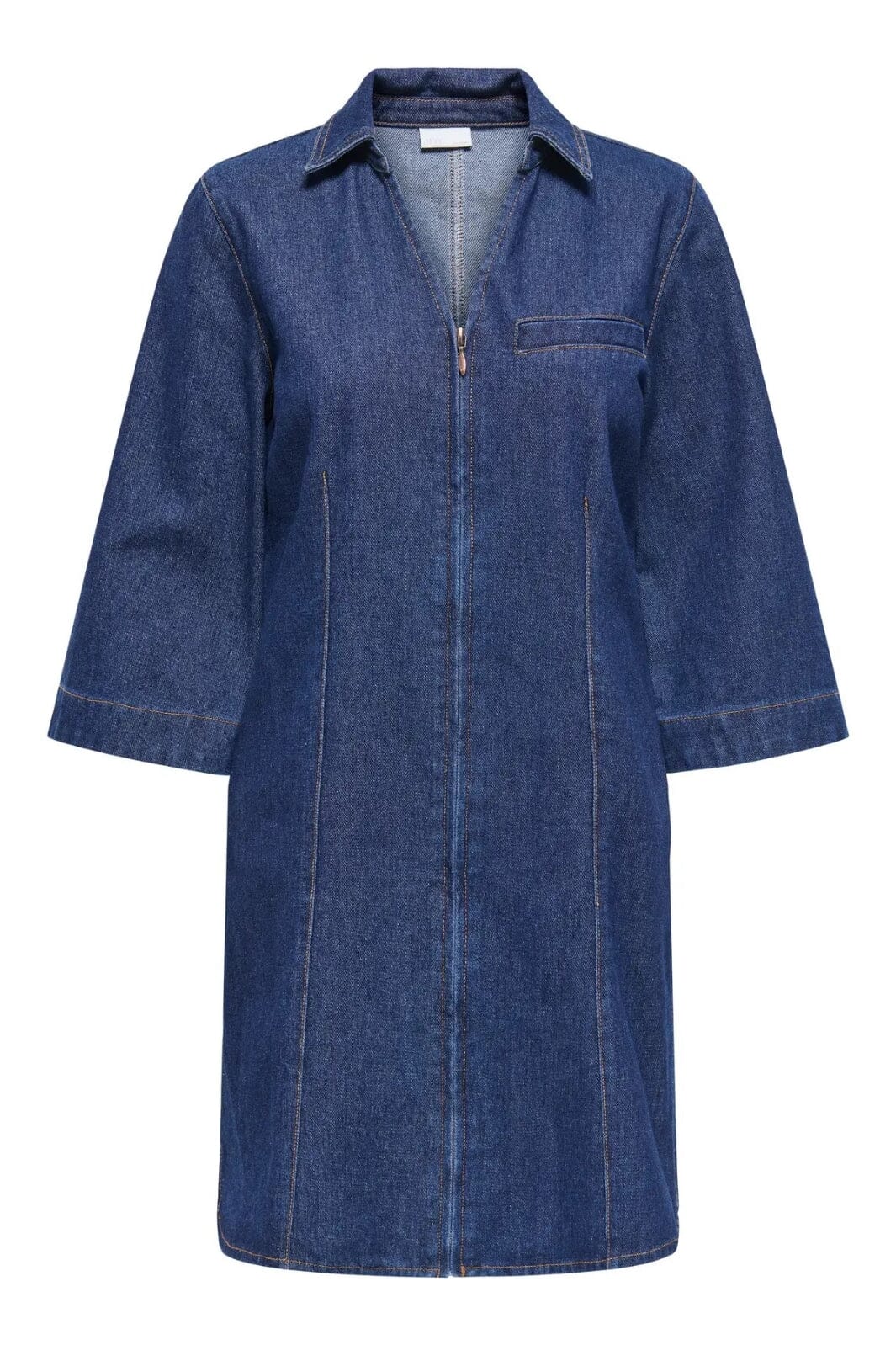 JDY - Jdysally Zip Stitch 3/4 Dress - 4873606 Dark Blue Denim