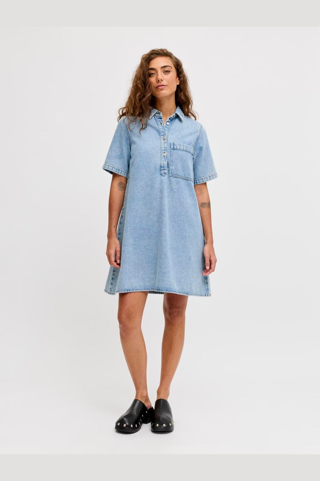 Jjxx - Jxamara Sille Ss Short Dress Sn - 4907322 Light Blue Denim
