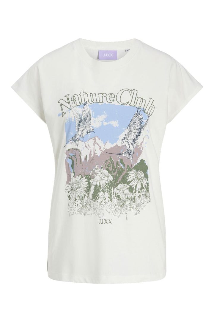 Jjxx - Jxastrid Sl Boxy Print Tee - 4885027 Blanc De Blanc Nature Club