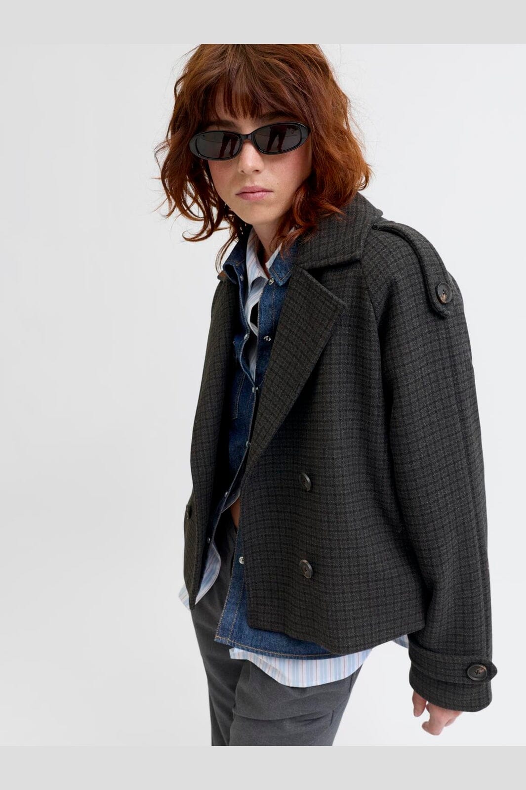 Jjxx - Jxelle Carlie Short Trenchcoat - 4773994 Dark Grey Melange Black/Bracken