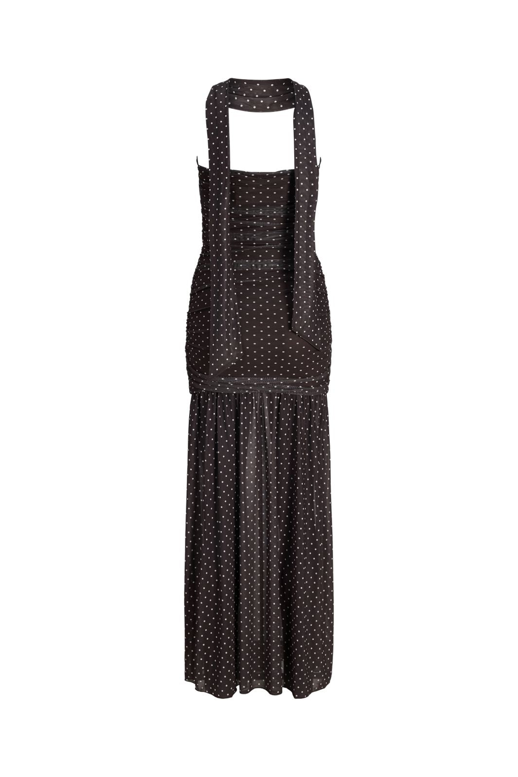 Jjxx - Jxelvira Mesh Sl Scarf Dress - 4954827 Seal Brown Dot