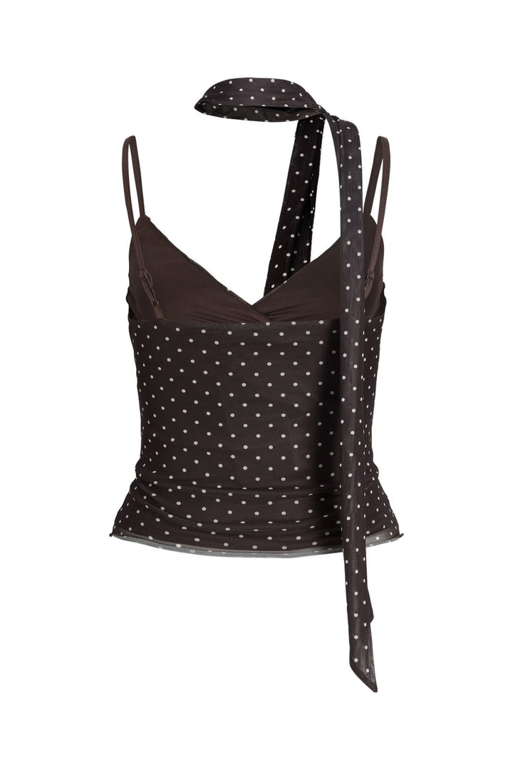 Jjxx - Jxelvira Mesh Sl Scarf Top - 4954829 Seal Brown Dot