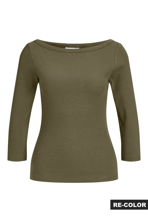 Jjxx - Jxfifi Str 3/4 Boatneck Top - 5236934 Burnt Olive