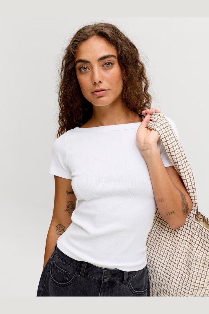 Jjxx - Jxfifi Str Ss Boatneck Tee - 5179395 Bright White