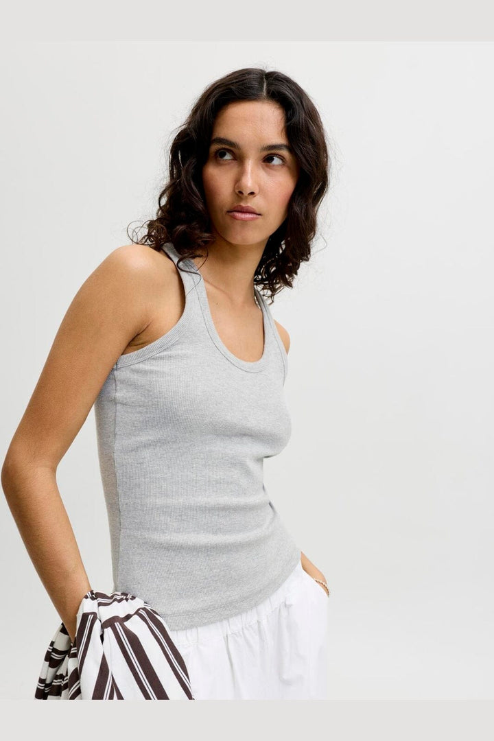Jjxx - Jxfrida Sl U-Neck Top - 5024072 Light Grey Melange