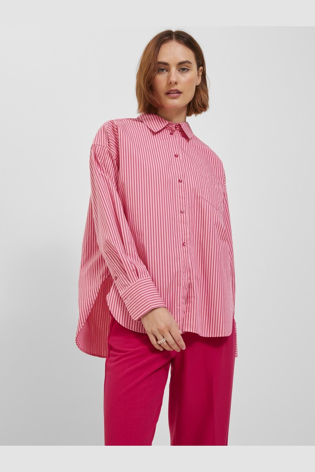 Jjxx - Jxjamie Ls Relaxed Poplin Shirt - 4235856 Cerise Stripe