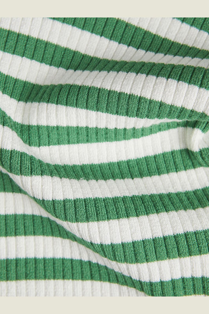 Jjxx - Jxjodi Tight Stripe Crew Neck Knit - 4412396 Medium Green /Cloud Dancer