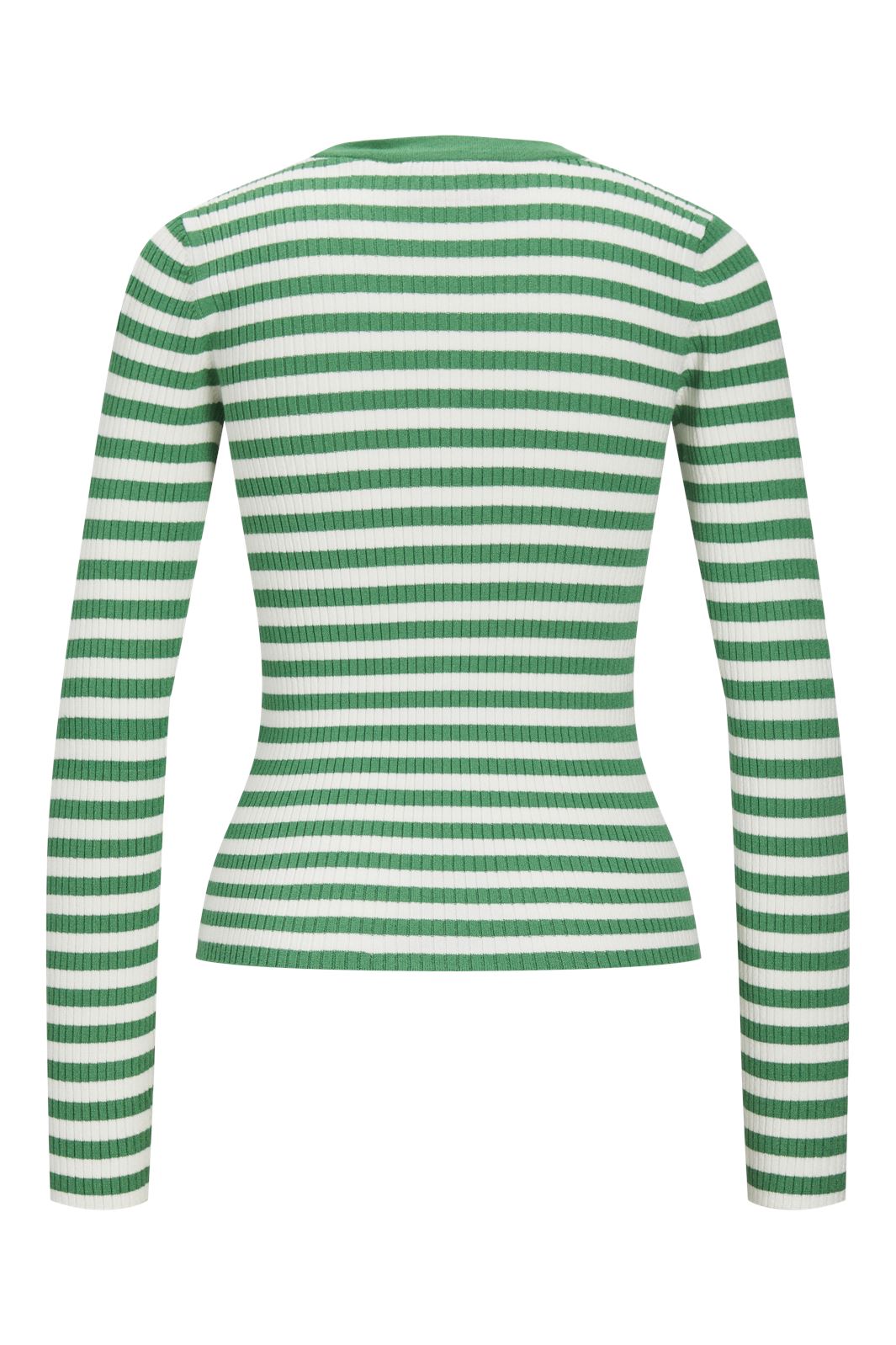 Jjxx - Jxjodi Tight Stripe Crew Neck Knit - 4412396 Medium Green /Cloud Dancer