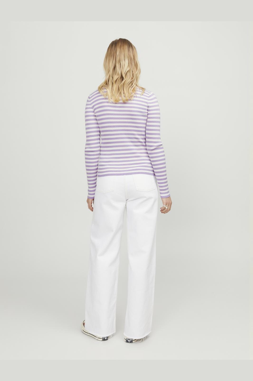 Jjxx - Jxjodi Tight Stripe Crew Neck Knit - 4412397 Lilac Breeze /Cloud Dancer