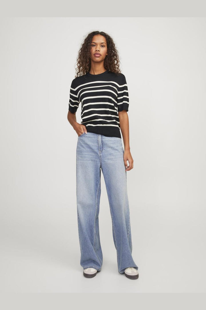 Jjxx - Jxlayla Comfy Ss Knit - 4480602 Black /Vanilla Ice