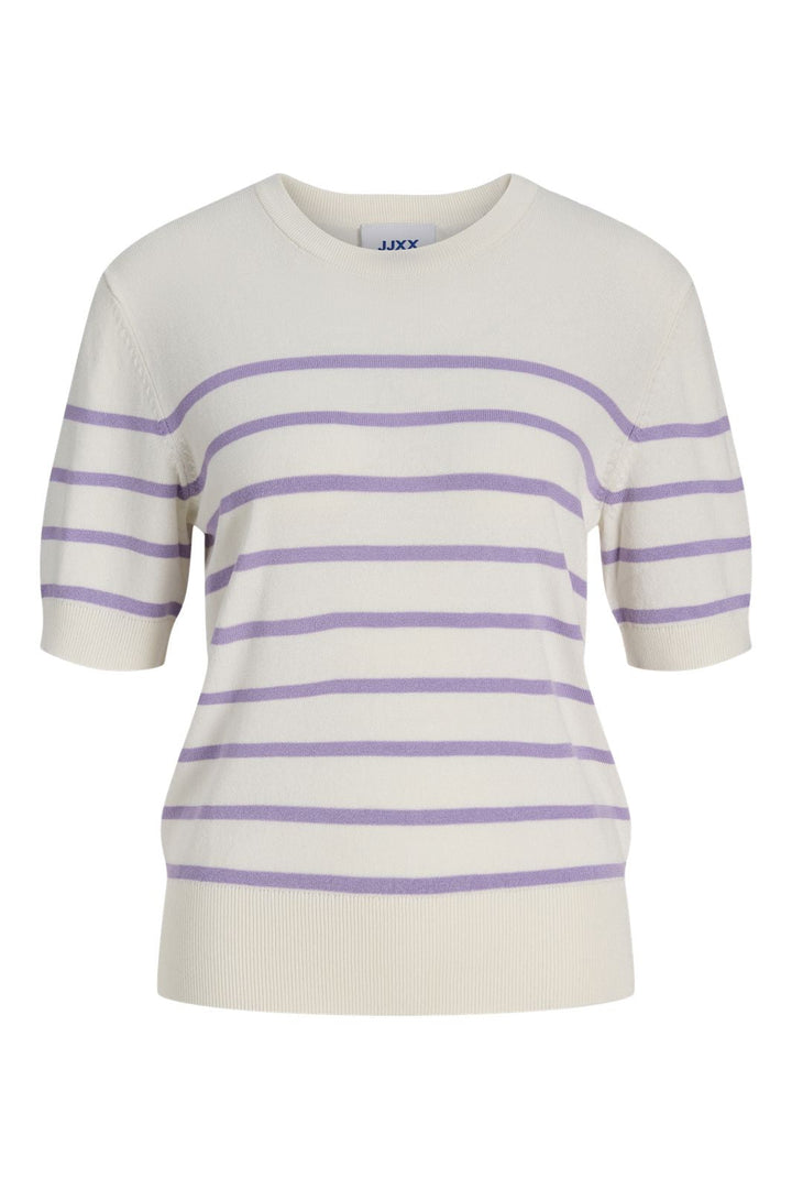 Jjxx - Jxlayla Comfy Ss Knit - 4916165 Vanilla Ice /Purple Rose