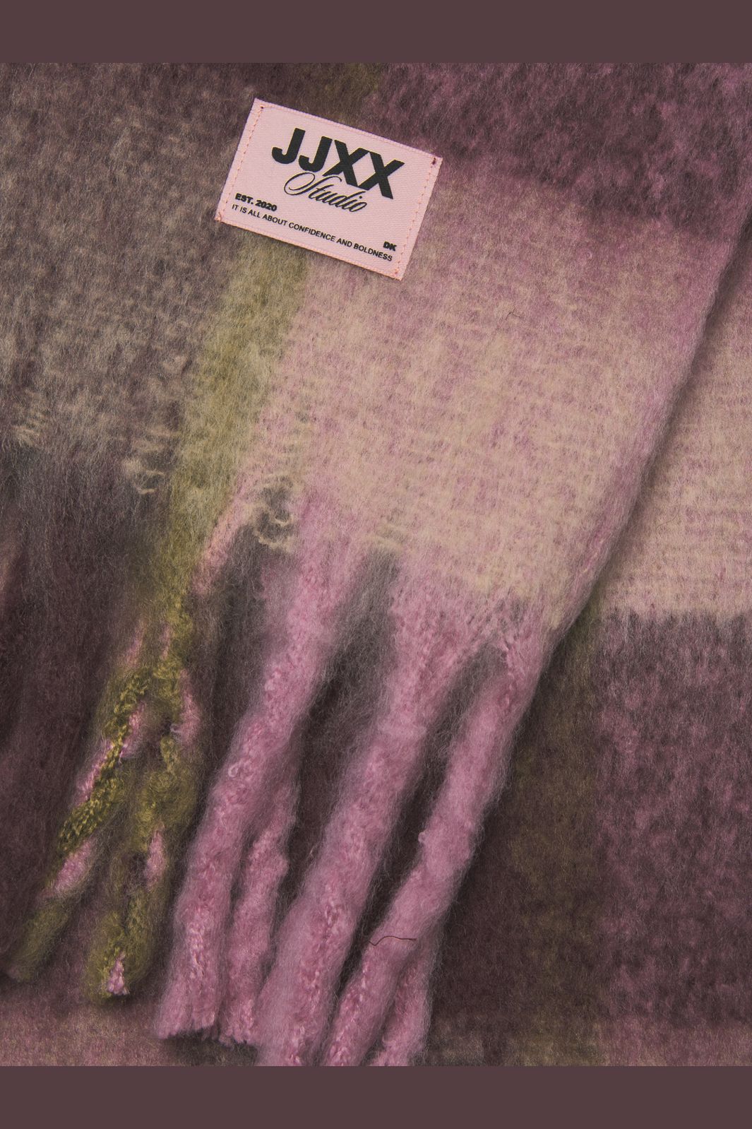 Jjxx - Jxleslie Scarf Acc Sn - 5035924 Pink Nectar W Winetasting And Green Moss