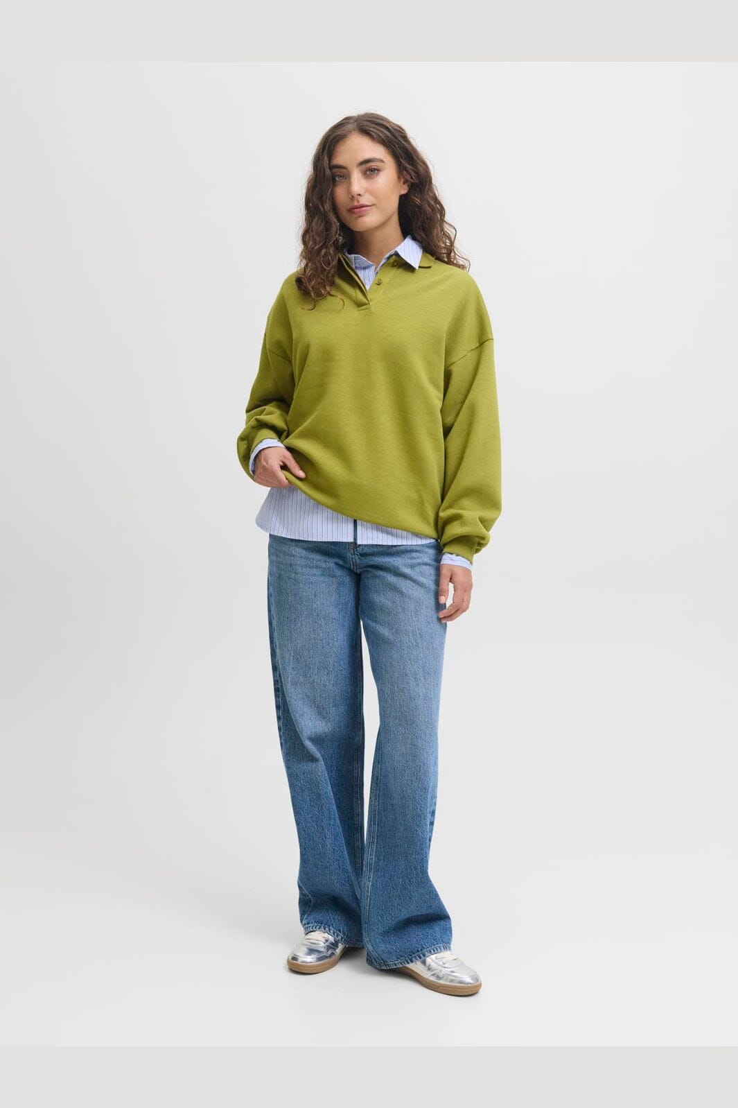 Jjxx - Jxpaloma Loose Ls Polo Swt Ln - 5007685 Green Moss