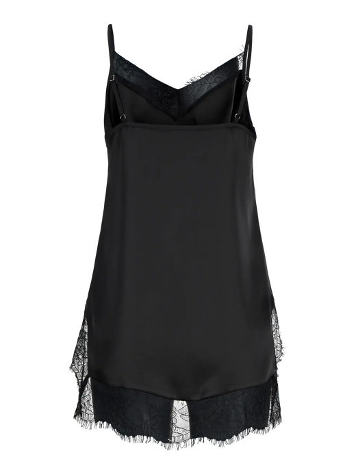 Jjxx - Jxvima Singlet Satin Lace Long Top - 5076719 Black Toppe 