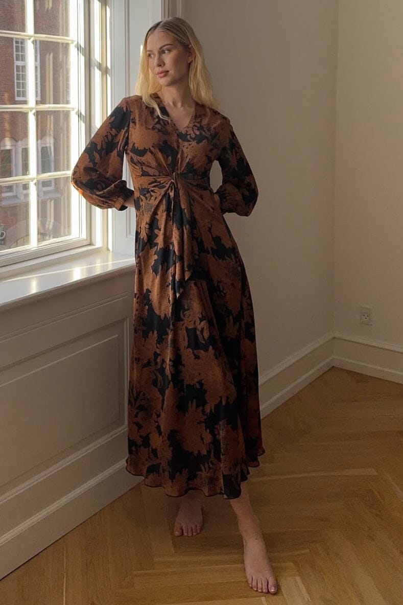 Karmamia - Faye Dress 2330 - Tawny Flower Kjoler 