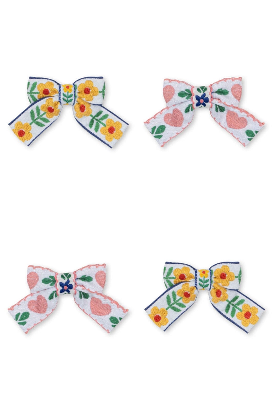 Konges Sløjd - 4 Pack Bow Hair Clips Ks102747 - White/rose
