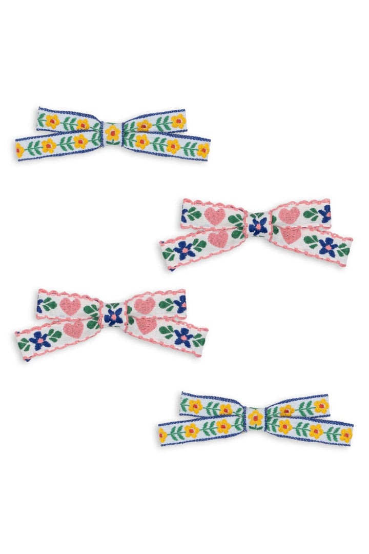Konges Sløjd - 4 Pack Mini Bow Hair Clips Ks102797 - White/rose