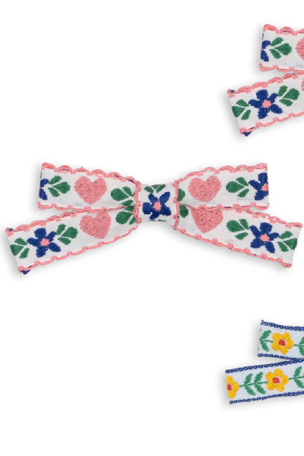 Konges Sløjd - 4 Pack Mini Bow Hair Clips Ks102797 - White/rose