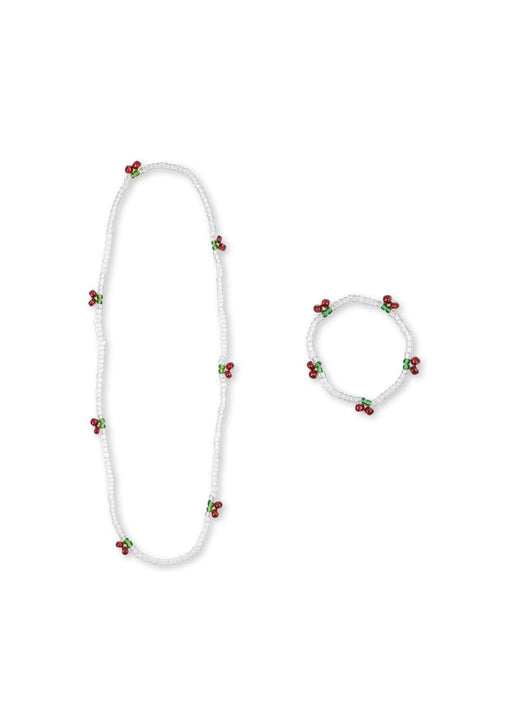 Konges Sløjd - Pearly Cherry Necklace And Bracelet Set Ks105517 - Red/glitter