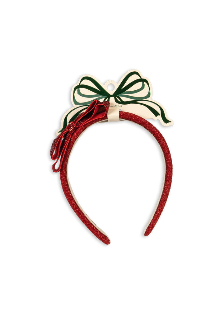 Konges Sløjd - Velvet Bow Hairbrace Ks104462 - Red/glitter Hårbånd 