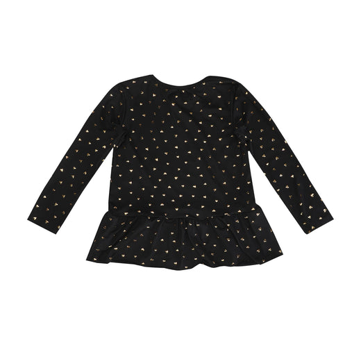 Liberte Ami - Alma-Ls-Frill-Tshirt (Kids) 9654 - Black Gold Heart T-shirts 