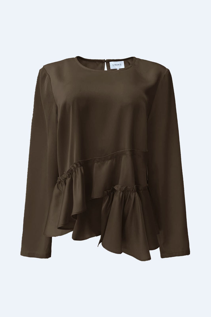 Liberte - Fie Ls Frill Blouse 22466 - Dark Brown