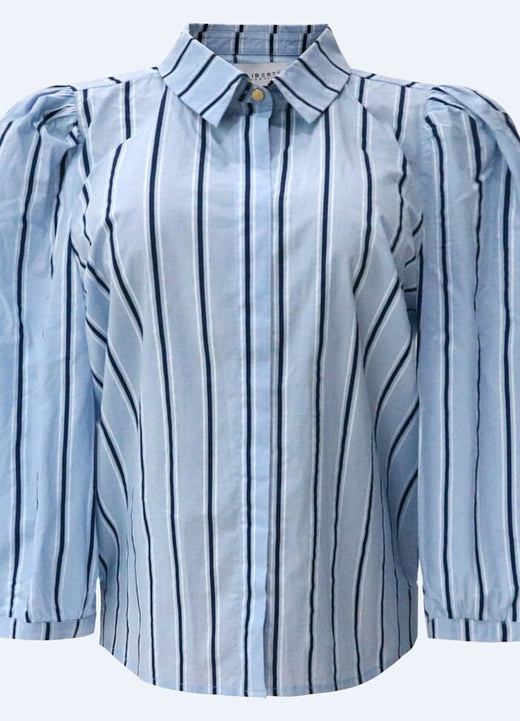 Liberte - Flora-Blouse 21249 - Light Blue Blue Stripe Bluser 