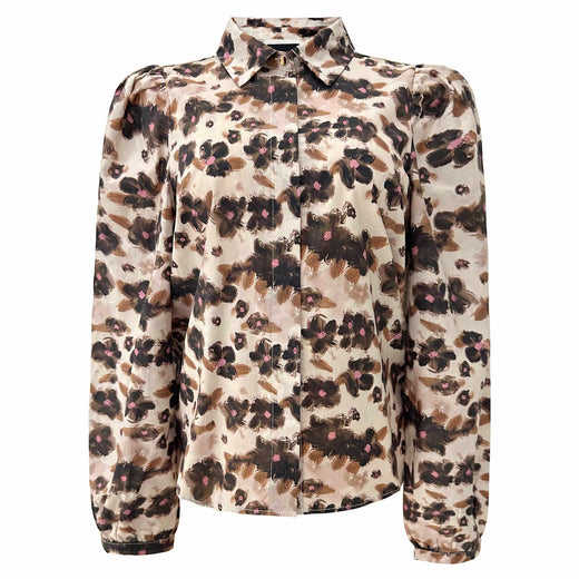 Liberte - Flora Ls Blouse 21598 - Brown Black Flower Bluser 