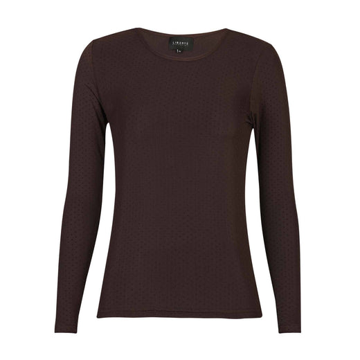 Liberte - Mesh Ls Tshirt, Dot 22069 - Dark Brown Bluser 